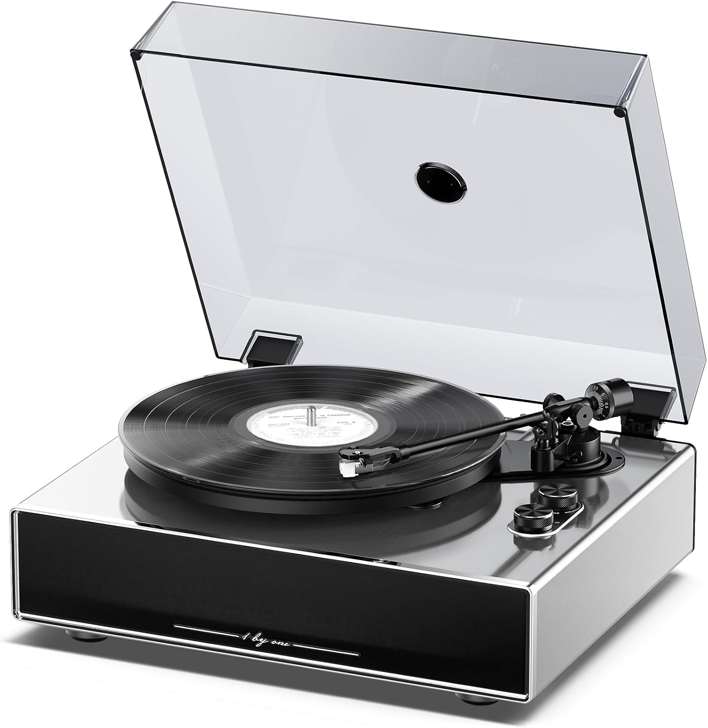High Fidelity Belt Drive Turntable with Built-in Speakers, Vinyl Record Player with Magnetic Cartridge, Wireless Playback and Aux-in Functionality, Auto Off