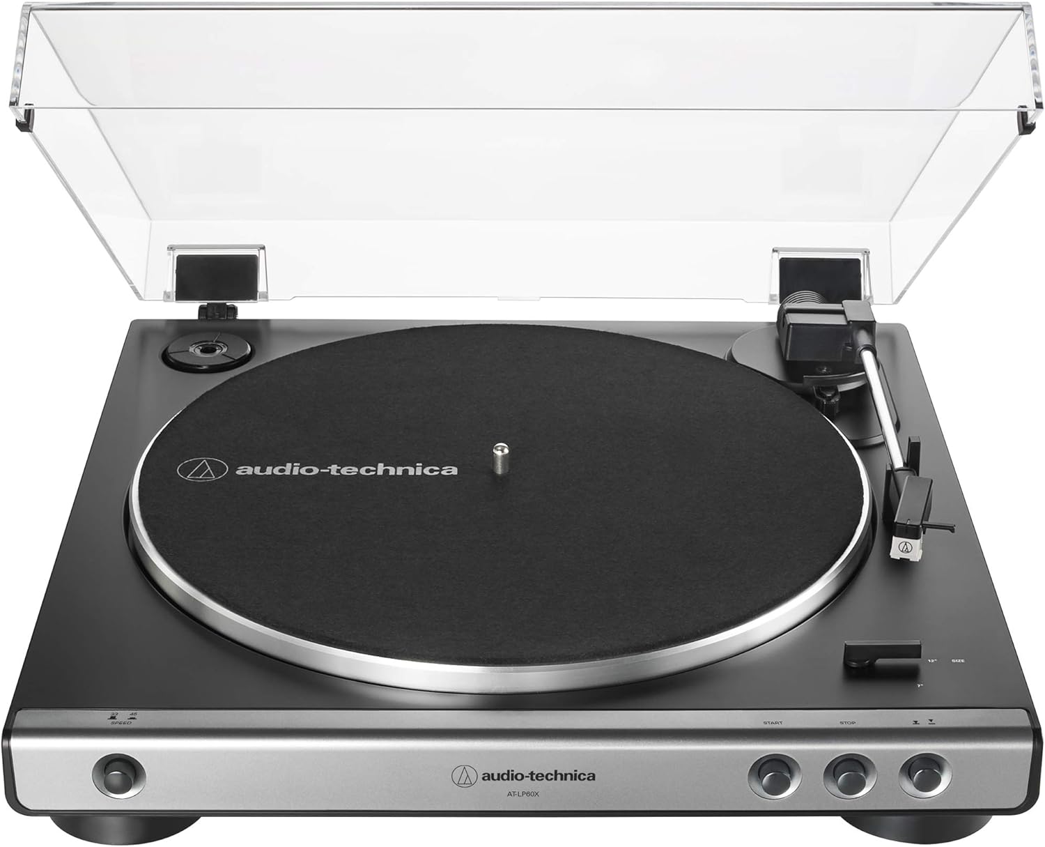 AT-LP60X-BK Fully Automatic Belt-Drive Stereo Turntable, Black, Hi-Fi, 2 Speed, Dust Cover, Anti-Resonance, Die-Cast Aluminum Platter | 33-1/3 and 45 Rpm, Die-Cast Aluminum Platter, DC Servo Motor, Switchable Phono and Line Output, Vm Cartr