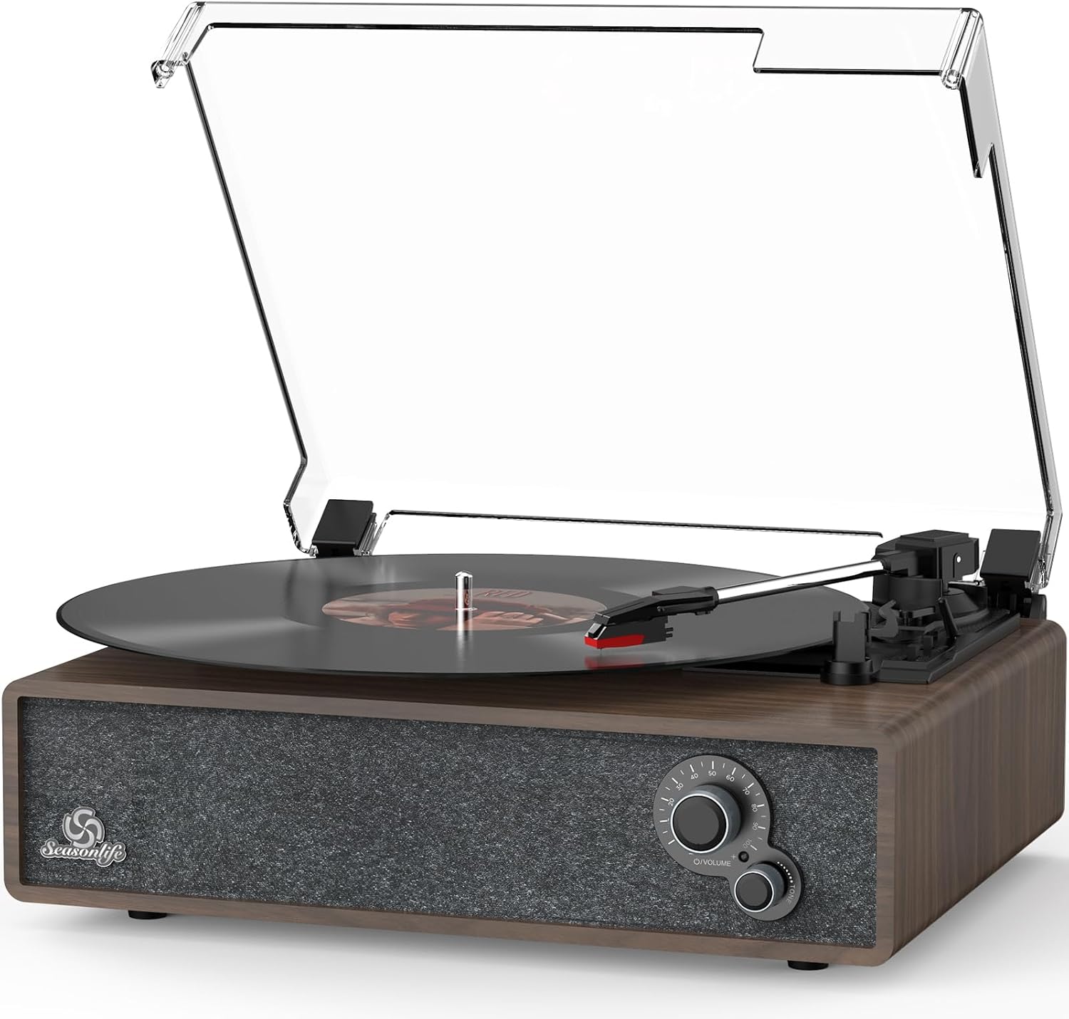 Vinyl Record Player with Speakers Vintage Turntable for Vinyls Records Belt-Driven Turntables 3-Speed Bluetooth Playback Headphone AUX RCA Line LP Vinyls Players for Sound Enjoyment Retro Brown