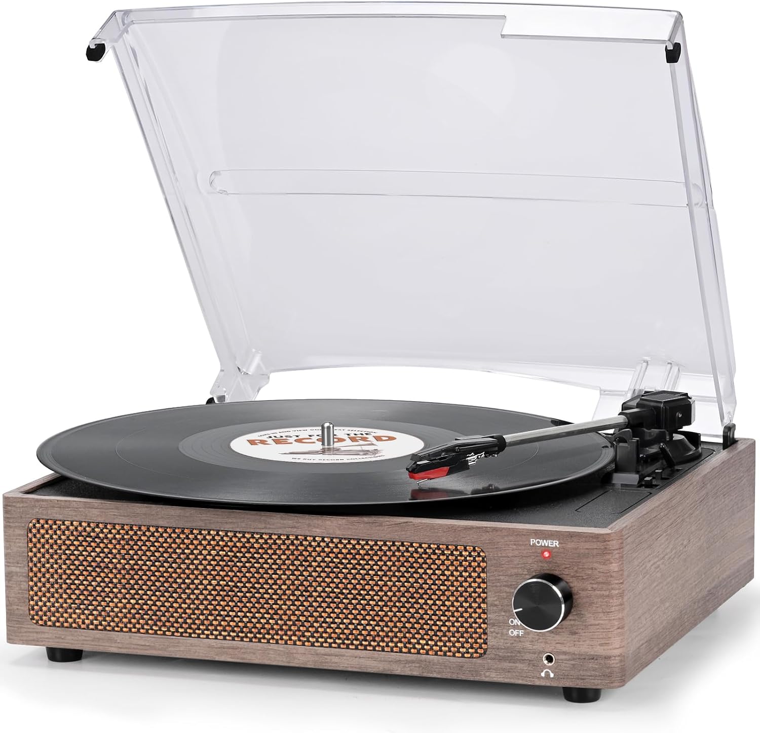 Vinyl Record Player with Speakers Vintage Turntable for Vinyls Records Belt-Driven Turntables 3-Speed Bluetooth Playback Headphone AUX RCA Line LP Vinyls Players for Sound Enjoyment Retro Brown