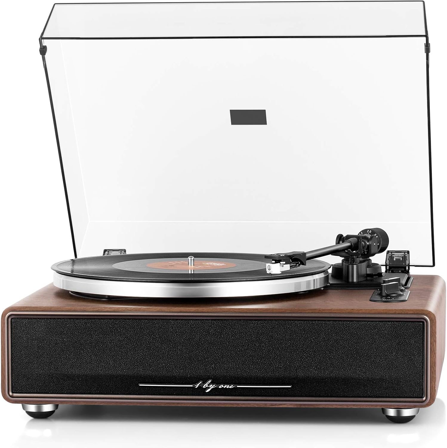 High Fidelity Belt Drive Turntable with Built-in Speakers, Vinyl Record Player with Magnetic Cartridge, Wireless Playback and Aux-in Functionality, Auto Off