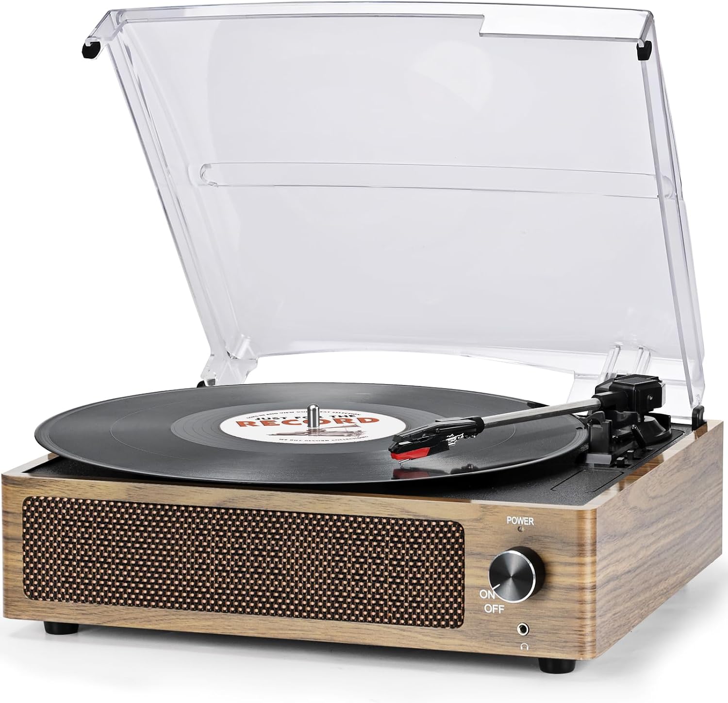 Vinyl Record Player with Speakers Vintage Turntable for Vinyls Records Belt-Driven Turntables 3-Speed Bluetooth Playback Headphone AUX RCA Line LP Vinyls Players for Sound Enjoyment Retro Brown