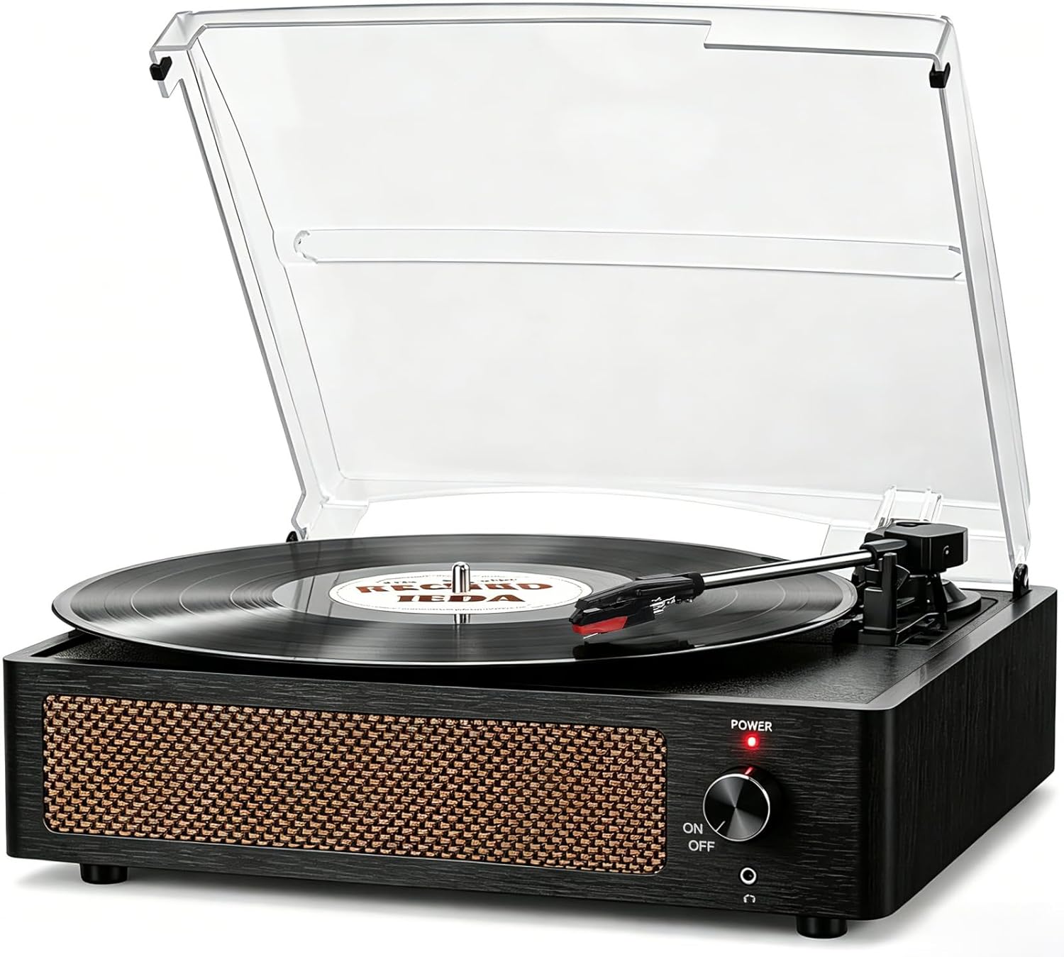 Vinyl Record Player with Speakers Vintage Turntable for Vinyls Records Belt-Driven Turntables 3-Speed Bluetooth Playback Headphone AUX RCA Line LP Vinyls Players for Sound Enjoyment Retro Brown